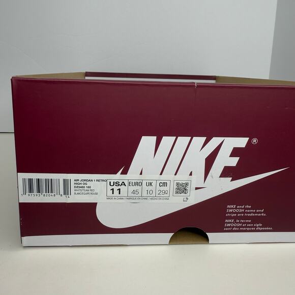 Air Jordan 1 Retro High OG White/Team Red Size 11 Men